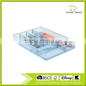Silver Household 6 Compartments Metal Mesh Kitchen Cutlery Tray thumbnail-1