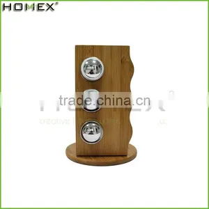 6pcs Glass Spice Jars Set With Revolving Bamboo Rack/Homex_Factory thumbnail-1