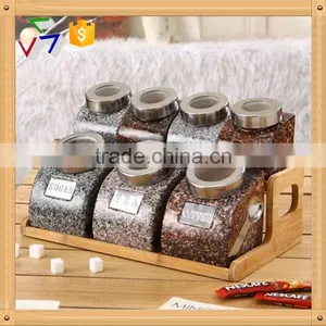 Export to Turkey Colourful Ceramic Porcelain Canister Set,ceramic Canister,storage Jar,ceramic Jarwith Spoon & Bamboo Stand thumbnail-3