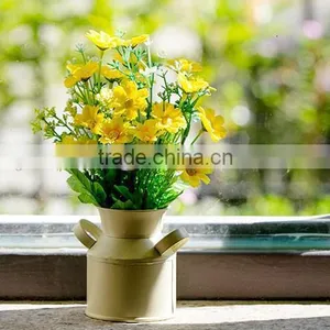 French Country Vintage Style Rustic Metal Garden Decor Bucket / Centerpiece Vase / Flower Holder thumbnail-2