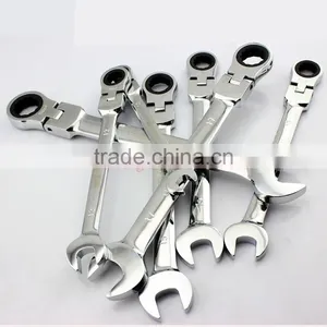 FLEXIBLE HEAD Ratchet Wrench Set Combination Spanner Kit Open Ended and Ratchet Ring Great Double Ended Combi Spanners thumbnail-5