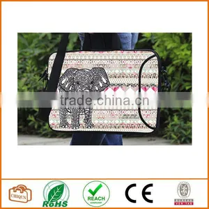 13-Inch Pink Water Ripples Bohemian Style Grey Elephant Neoprene Laptop Sleeve Case Bag Handbag With Extra Side Pocket thumbnail-3