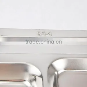 Stainless Steel Canteen Serving Tray /Dinner Fast Food Plate With 4 Compartments thumbnail-4