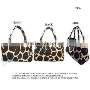 Cotton Canvas Gift Bag With Padded Rope Handle & With Girrafe Printing All Over thumbnail-1