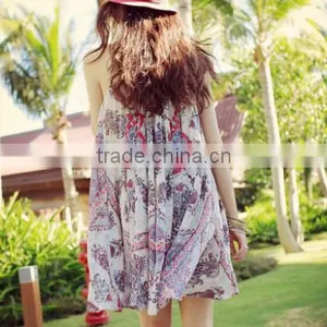 2016 New Summer Women Short Strapless Shoulder Beachwear Bohemia Dress thumbnail-5