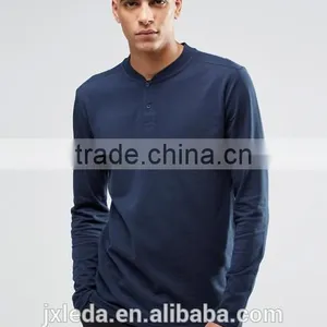 Fashion Men Baseball Collar Long Sleeves Top T-shirt Custom thumbnail-1