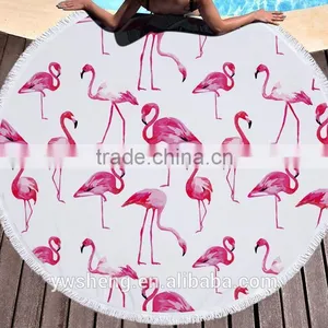 Factory Direct Sell Flamingo Round Beach Towel Superfine Fiber and Tassel 150CM thumbnail-3