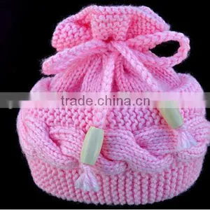 Wholesale Pure Colors Winter Knitting Beanies Baby Kids Bowknot Crochet Hats thumbnail-4