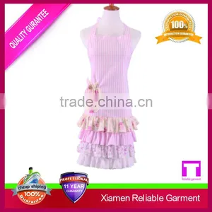 New Design Stripe Pink Ruffle Cheap Cute Aprons thumbnail-1
