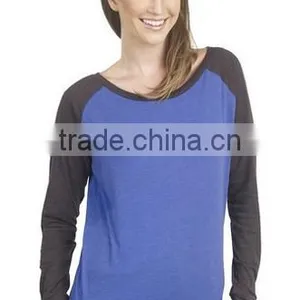 Factory Direct Wholesale Women's Cotton Poly Contrast Raglan Long Sleeve Pullover thumbnail-1