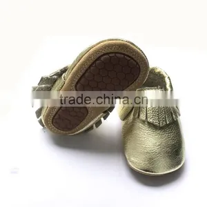 New Style Rubber Sole Baby Shoes Toddler Leather Moccasins thumbnail-2