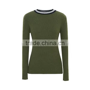 Green Color Women Sweater 2017 Fashion Round-neck Pullover Sweater thumbnail-3