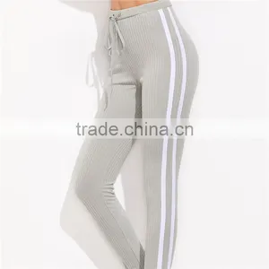2018 Women Sports Stretchy Drawstring Waist Side Striped Leggings thumbnail-5