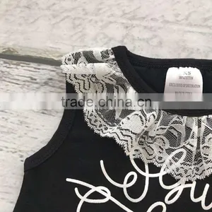 New Baby Girls Clothing Black Cotton Knee-length Straight Boutique His Strength Lace Dress Weakness With Match Accessories thumbnail-6