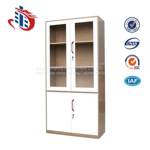 Modern Office 4 Glass Swing Door Metal File Cabinets thumbnail-2