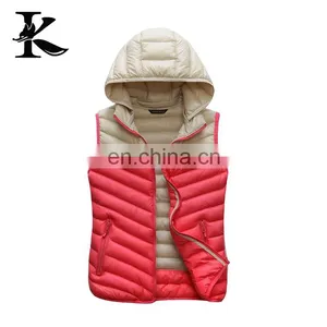 Lady's Cotton Vest Contrast Color Removed Hoodied Down Vest Jackets thumbnail-4