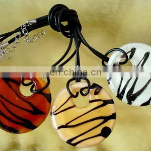 Handmade Murano Glass Round Shape Zebra Color Pendant Necklace CTN1108-1 thumbnail-1