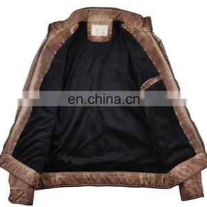 2015 Lastest Fashion Handsome Padded Garment Dyed Men Leather Jacket thumbnail-2
