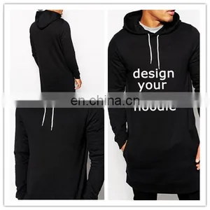 China Supplier Men's Clothing Custom Cotton/Polyester Fleece Extra Long Tail Hoodie Sweatshirt thumbnail-1
