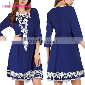 Fashion Lady Clothing Women Casual Long Sleeve Ladies Knee Length Dress thumbnail-1