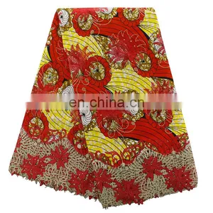 2016 Fashionbale African Ankara Mixed With French Net Lace for Women thumbnail-1