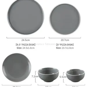 European Dinnerware Plate Colored Glaze Houseware Matte Glazed Custom Ceramic Pottery Dinnerware Set thumbnail-3