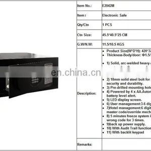 Hotel Electronic Safe Deposit Box Locker With Laptop Size 12 Inches thumbnail-3