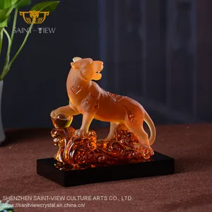 SAINT-VIEW Crystal Liuli Office Gift Livingroom Animal Custom Decoration Tiger Statuary thumbnail-3