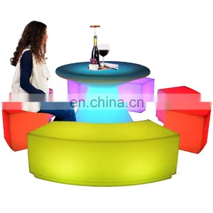 Outdoor Event Party Furniture Illuminated 16 Colors Changing Cocktail Illuminated Bar Table and Chairs Sofa Stool Set thumbnail-3