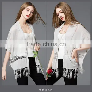2016 New Design Summer Hollow Loose Knit Short-sleeved V-neck Bat Cardigan Thin Coat for Girls thumbnail-1