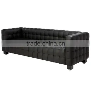 Replica High Quality Comfortable Relaxing European Style Italian Genuine Leather Black Josef Hofmann 1/2/3 Seater Kubus Sofa thumbnail-1