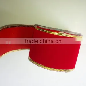 With Gold Lines Christmas Velvet Ribbon Bow Spool/Packing Roll/Velvet Bow thumbnail-1