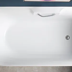 Modern Design Back to Wall Bath Tub Left Corner Small Acrylic Freestanding Bathtub Spa Hot Tub for Bathroom thumbnail-5