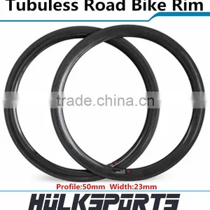 2016 Top Sale 23mm Width Carbon Road Bicycle Rim Carbon Fiber Bike Wheels 50mm Depth Carbon Clincher Tubuless Wheel 700C thumbnail-1