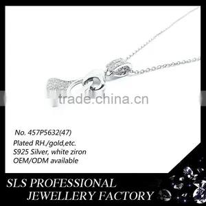 2014 Fashion 2 Heart Design 925 Silver Heart Pendant Jewelry Peace Sign Pendant for Girls and Best Friends ' Pendant thumbnail-4