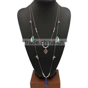 Chic Women's Mixed Corlors Tassel Beads Long Fashoin Necklaces Jewelry 2016 thumbnail-4