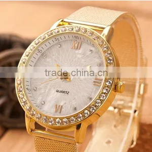 Net Belt New Design Woman's Quartz Watch Fashion Gold Rhinestone Woman Watches Stainless Steel High Quality Women's Watch SB1206 thumbnail-5