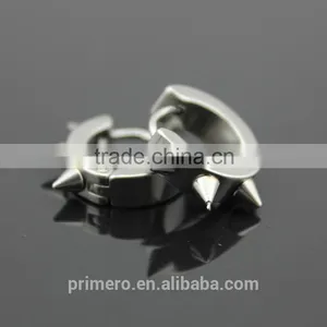 Retro Gothic Men's Rock Punk Spike Rivet Earring Stainless Steel Ear Studs Hoop thumbnail-3