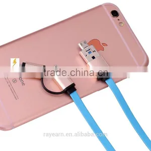 Retractable OTG Flat Charge and Sync 2-in-1 Cable With 8pin & MicroUSB Connectors for IPhone 6 , IPad, IPod Touch /5 Nano 7 thumbnail-3