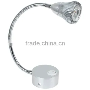 LED Wall Lamp 3W With Flexible Hose Switch Button Gooseneck Hotel Reading Light thumbnail-4