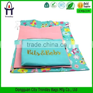 Customized Printing Polyester Packaging Travel Drawstring Bag Travel Bag Set With 3 Sizes thumbnail-1