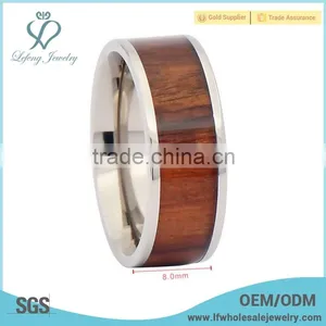 Nice Wood Grain Titanium Wedding Ring for Men thumbnail-3