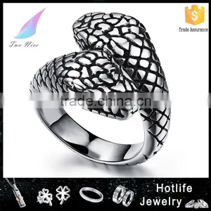 Christmas Men Gift Stainless Steel Jewelry Antique Silver Python Fake 18k Snake Ring thumbnail-1