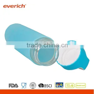 New Borosilicate Glass Bottle With Plastic Lid and Flower Silicone Sleeve Most Popular thumbnail-5