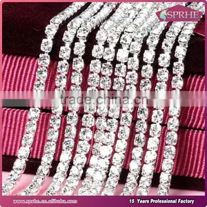 Silver Metal Rhinestone Cup Chain Bridal Trim thumbnail-6