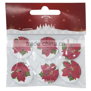 Sewing 2 Holes 2.5cm Round Red Flowers Button for Fabric thumbnail-2