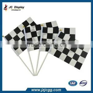 White Black Check Flag, F1 Racing Car Hand Flag, Plastic Handle Flag thumbnail-1