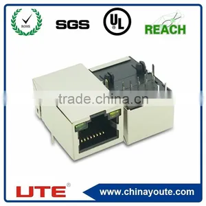 Rj45 Plug With Transformer and Led Female Right Angle Wifi Modem Connector thumbnail-1