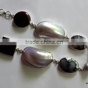 Designer Sterling Silver Jewelry Necklace, Multiple Stone Necklace, 925 Silver Jewelry thumbnail-1