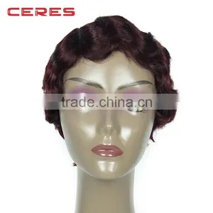 in Stock 100% Human Hair New Style Short Wavy Wig, Different Colors Short Human Hair Wig thumbnail-1
